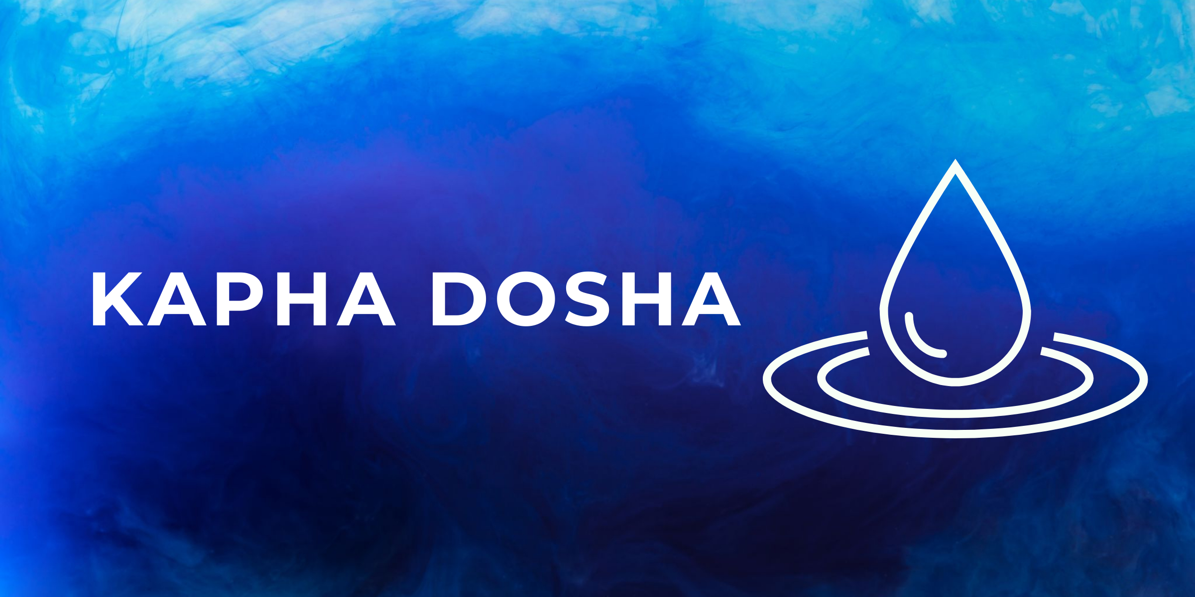 Image ‚Kapha Dosha“ symbolising water by Total Ayurveda, India. Colour palette is blue and turquoise.