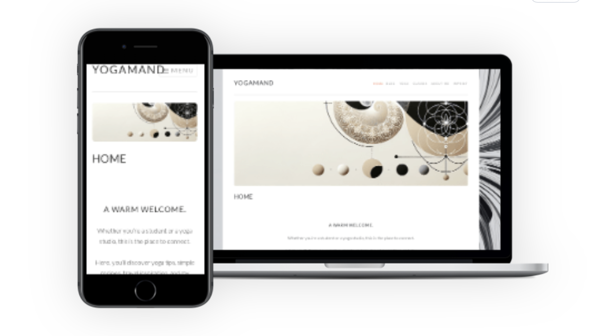 Imange shows my Homepage on a phone and laptop screen